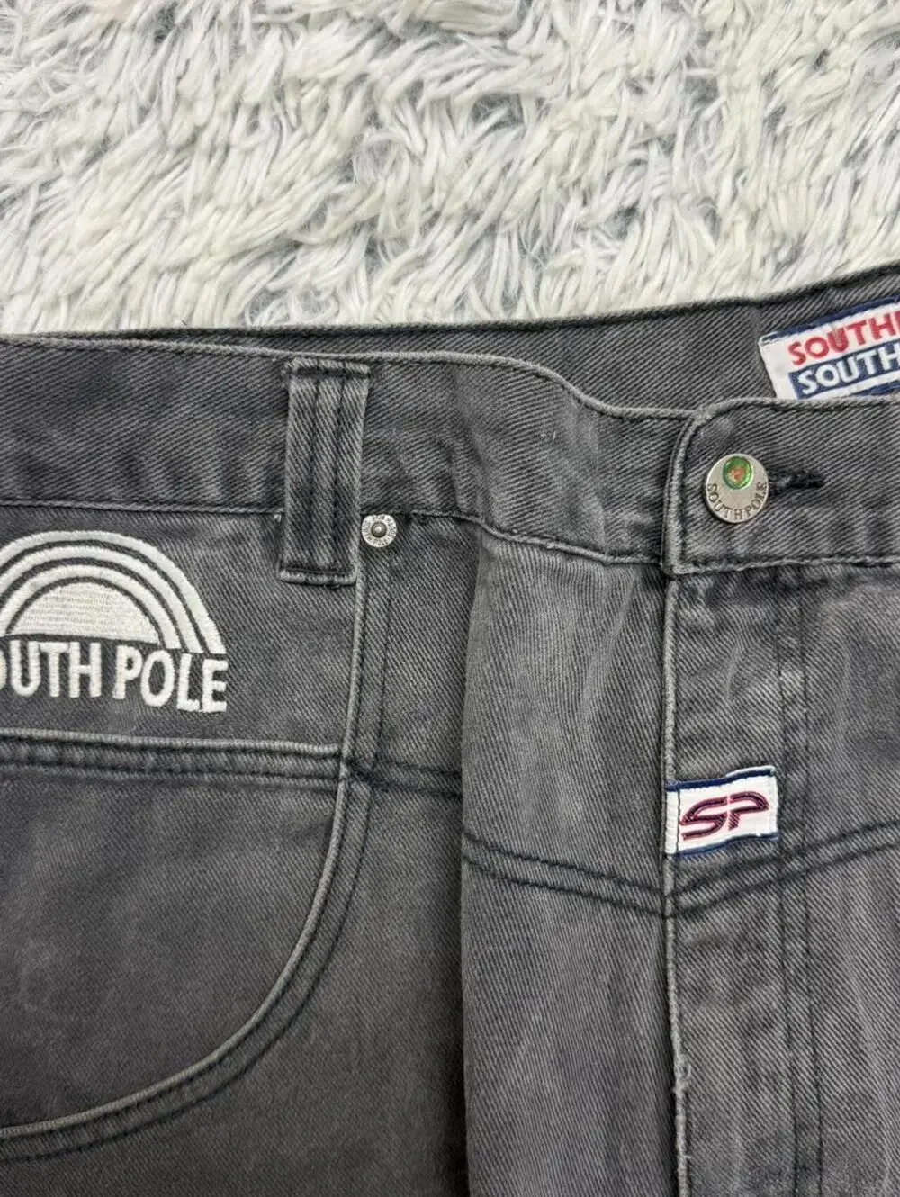 Vintage 1990s Southpole logo tape baggy denim shorts